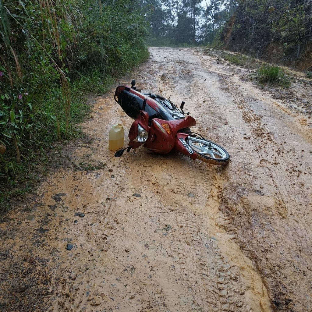 Sarawak teacher travels motorbike dirt road