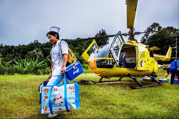 medical helicopter in rural Malaysia